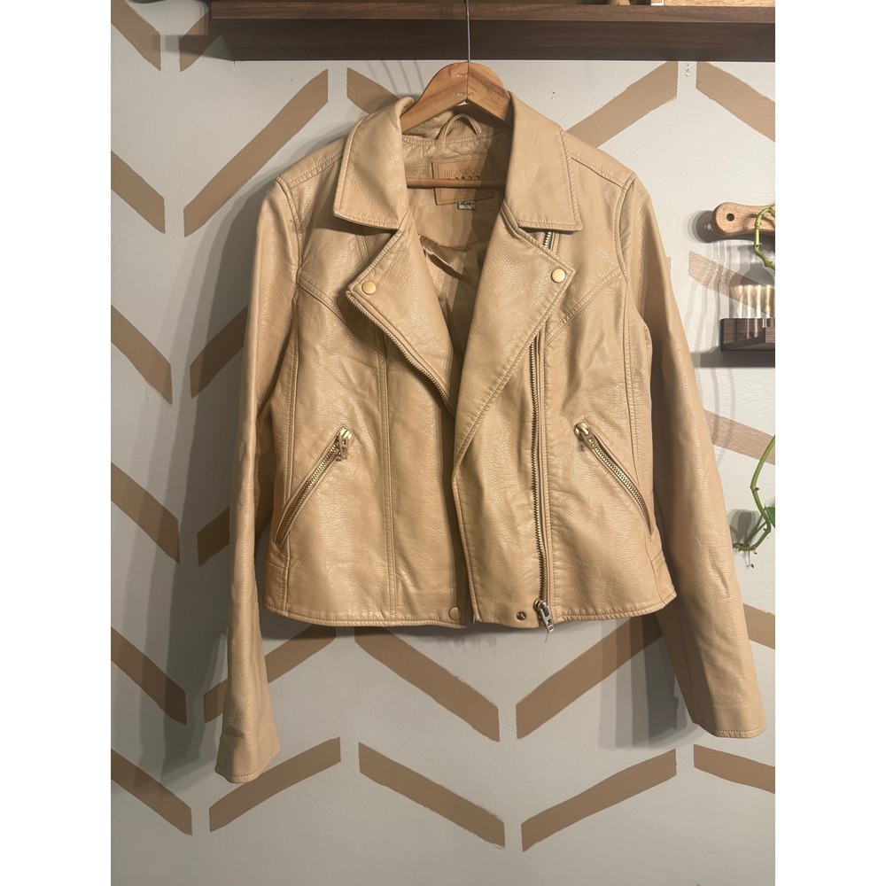 BlankNYC Faux Leather Moto Jacket Women XL Tan Asymmetric Zip Biker